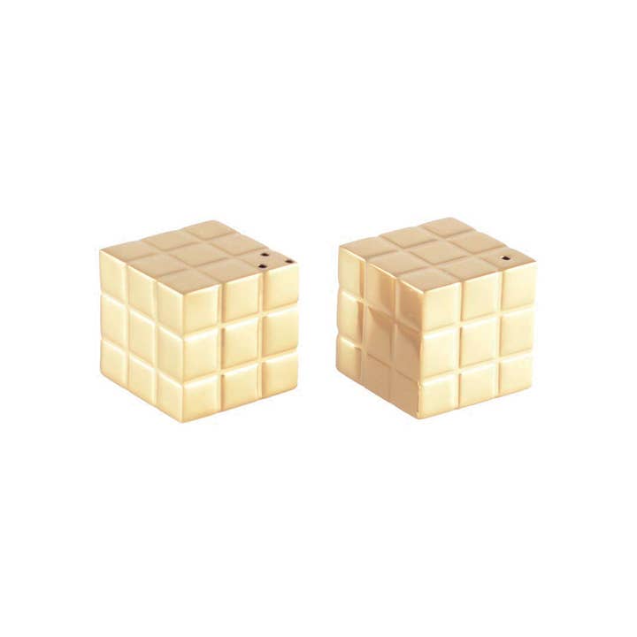 AULICA - Wholesale Salt & Pepper Shaker Set - Golden Rubik's Cube Salt and Pepper Shaker 3X3X3Cm