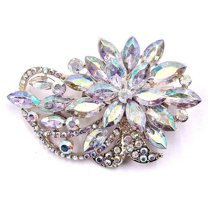 Broche Épingle en Strass Fleur Fantaisiste pour la vente par Diacly