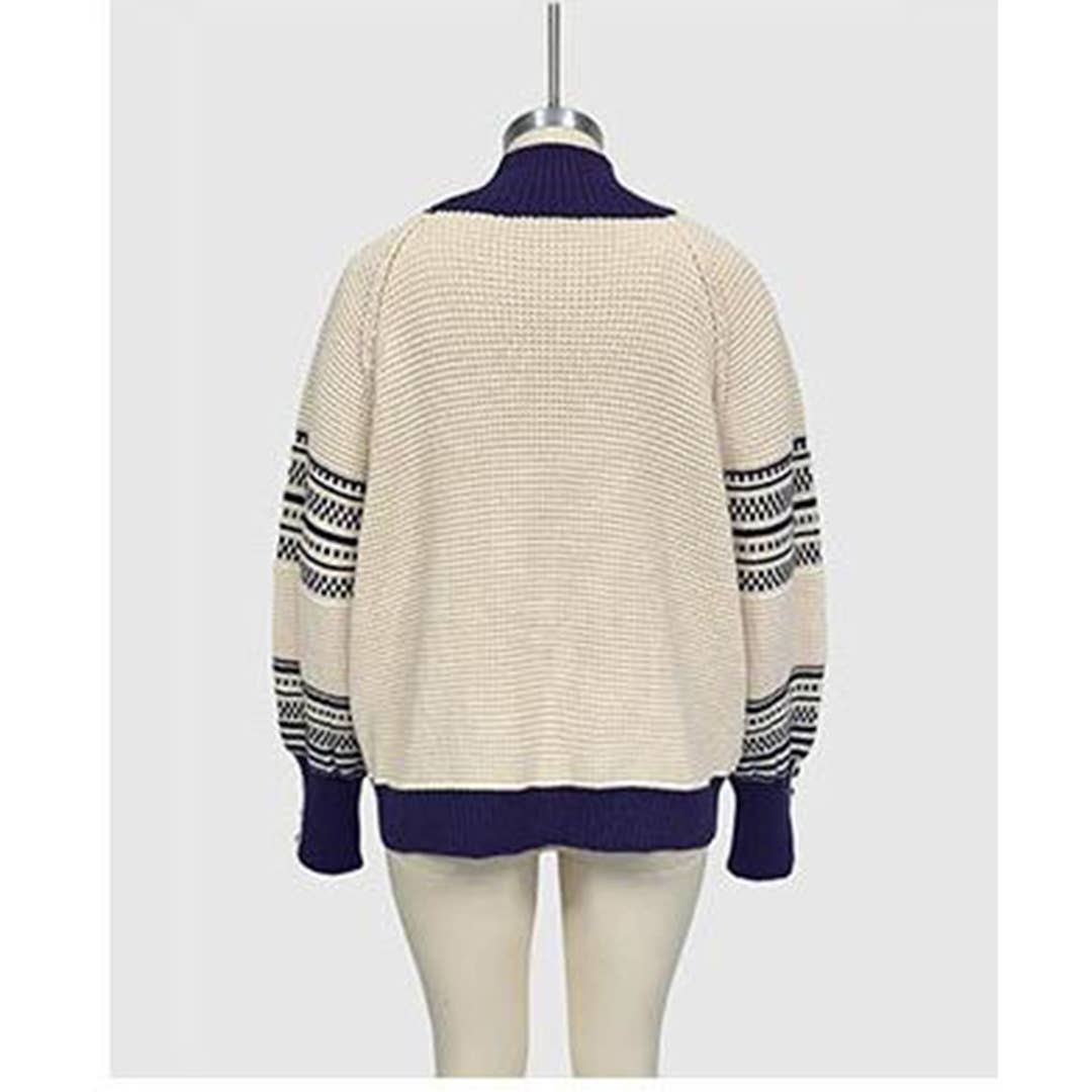 UNISHE - Wholesale Knit Sweater - Women's - Knitted Contrast Half Turtleneck Pullover Sweater SF13210