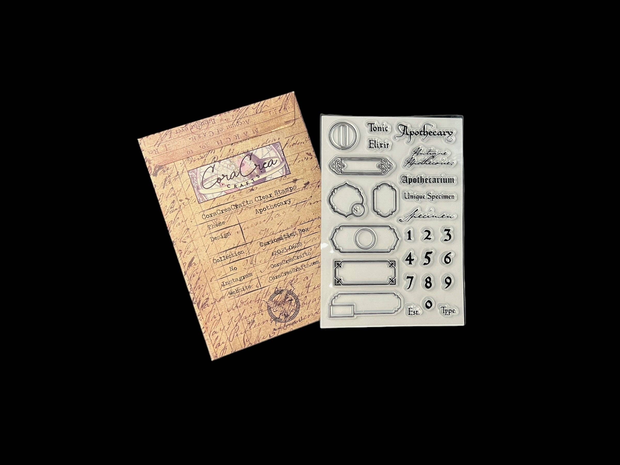 CoraCreaCrafts – Engroshandel Gummistempel/pyntestempel – Apotekeretiketter Klar stempel2