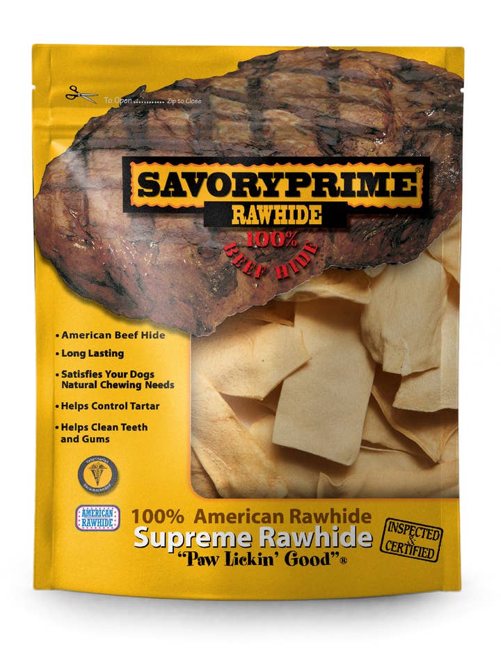 Råhudschips Kyckling 2"x6" 1 lb. Påse för wholesale av Savory Prime