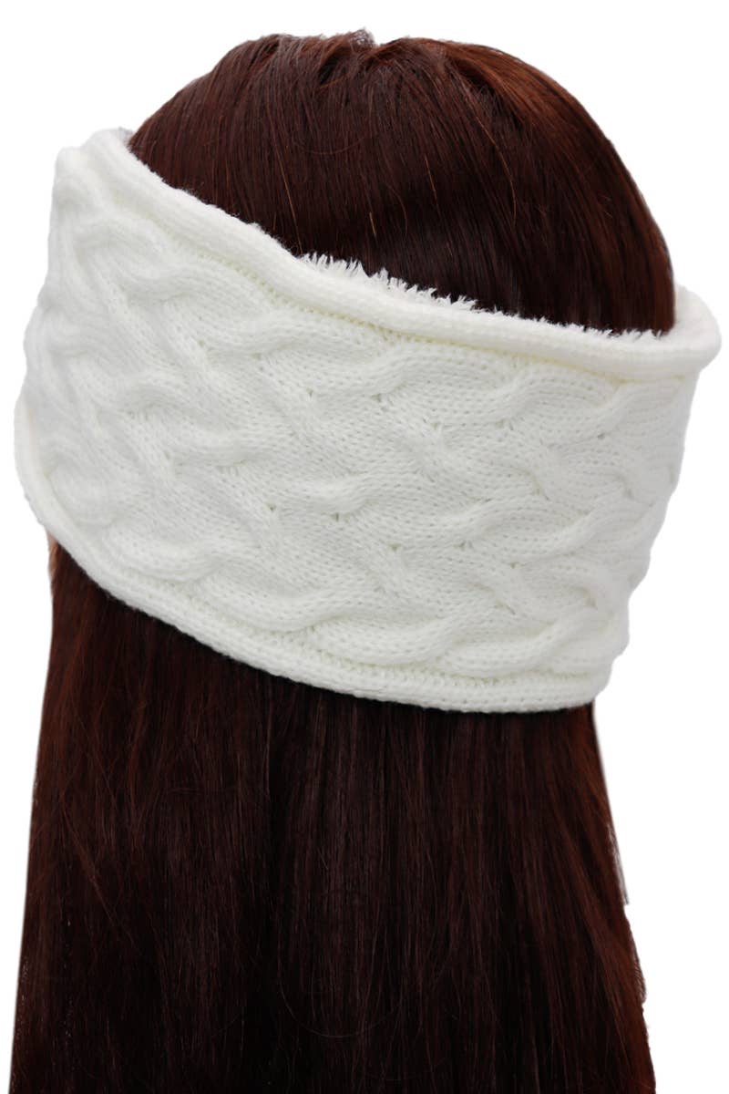 Cap Zone - Wholesale Fashion Headband - Women's - Cable Wrap Fleece Lined Braided Knitted Head Band2