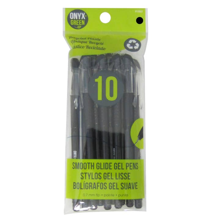 Onyx and Green – wholesale Pennor – 10Pk Gel pennor, återvunnen plast, Hybrid oljebaserad gel, Blk