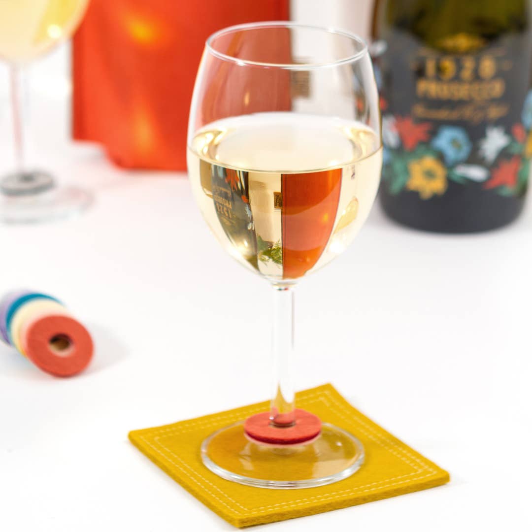 Studio 82° - Wholesale Wine/Cocktail Glass Markers - Rainbow Beverage Markers - Merino Wool Felt - Set of 71