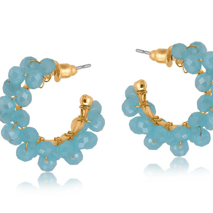 Circe Cluster Beaded Hoop Earrings for wholesale by Big Metal London