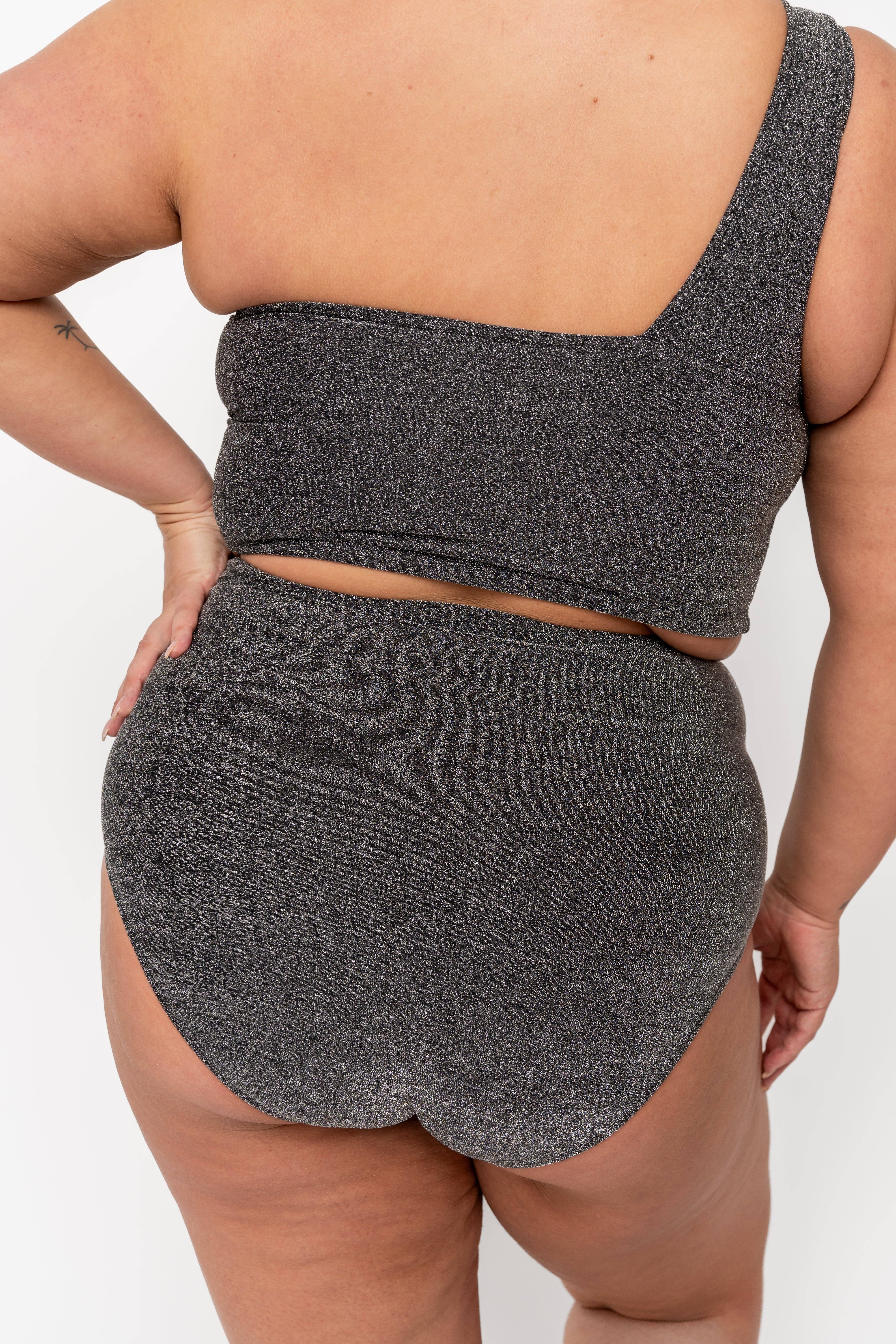 Coral Reef Swim - Wholesale Swim Bottoms - Women's -  Black Shimmer High Waisted Swim Bottom9