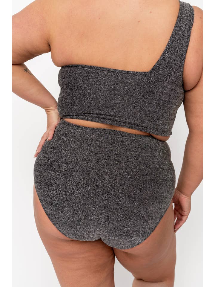 Coral Reef Swim - Wholesale Swim Bottoms - Women's - Black Shimmer High Waisted Swim Bottom9