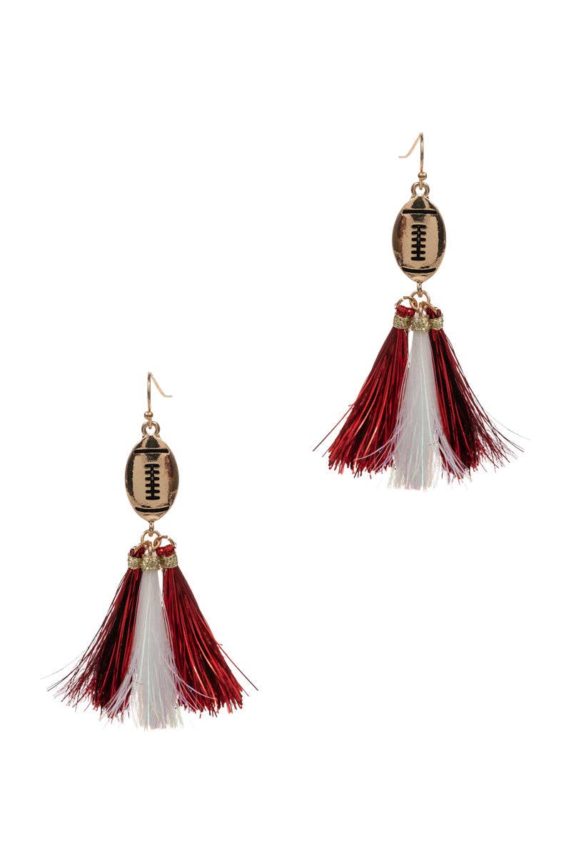 Designature New York - Wholesale Tassel Earrings - Game Day Football Shaped Tassel Hook Earrings11