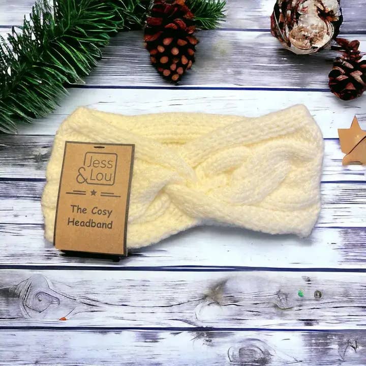 Jess & Lou – wholesale Pannband - Dam – Mysigt kabelstickat knut främre pannband5