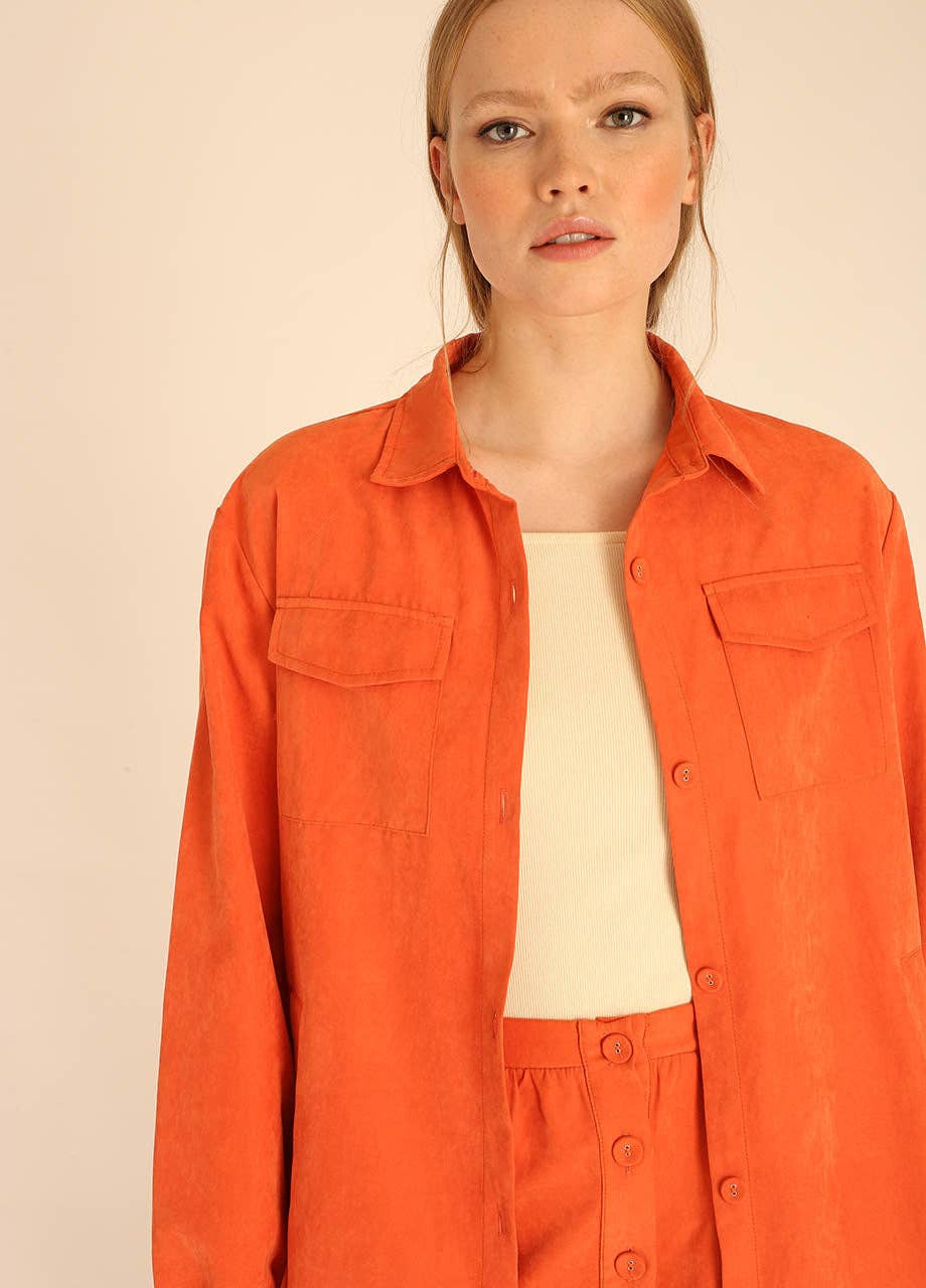 Pepaloves - Wholesale Shirt Jacket/Shacket - Women's - LONG OVERSHIRT PEACH3