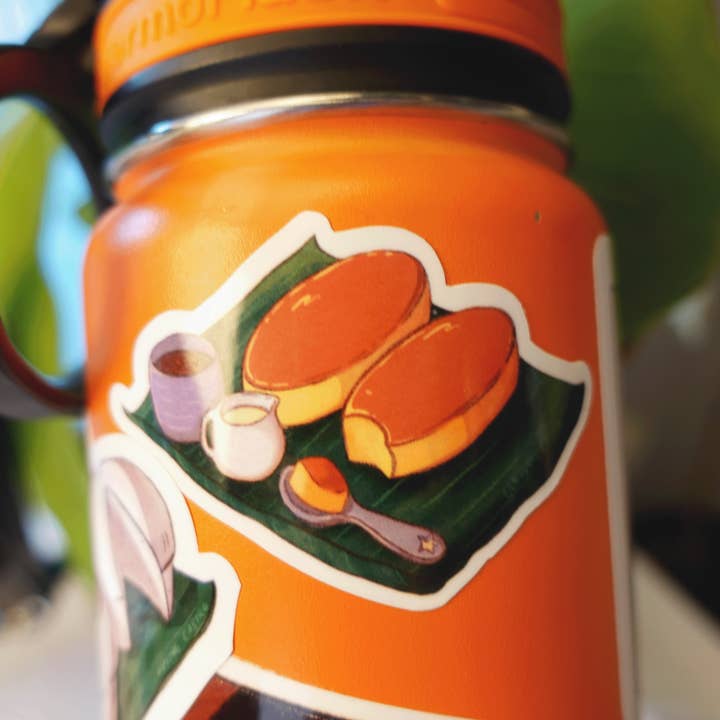 Claudine Castro Art - Wholesale Sticker - Leche Flan Cute Food Stickers, Filipino Dessert Art, Laminated Waterproof Vinyl Laptop Stickers