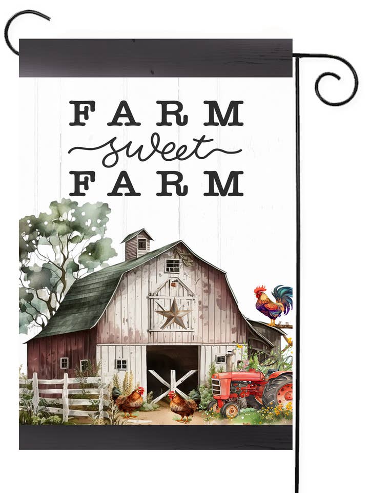 Farm Sweet Farm Garden Flags for wholesale by Happy Cow Lawn Decor