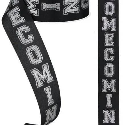 General Wholesale Inc - Wholesale Ribbon - Gift Wrapping - Homecoming Ribbon Silver on Black 1.5" x 100ft-Silver/Black-RJ4058GP