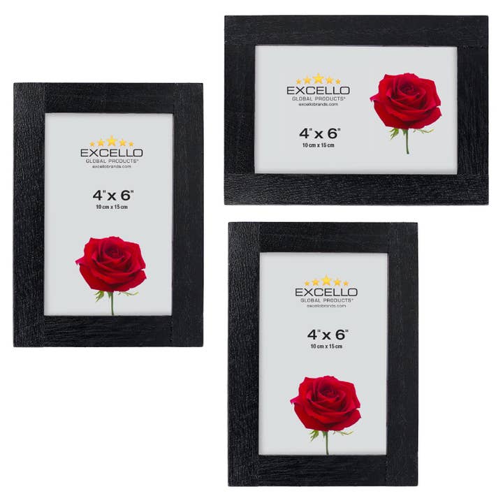 Marcos de fotos de madera rústica: incluye tres marcos de fotos de 4 «x6" para venta al por mayor de Excello Global Products