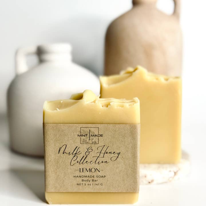 Lemon 'Milk and Honey' Soap | Goats Milk and Honey Soap for wholesale by Mint Made Artisan Soaps and Holistic Skincare