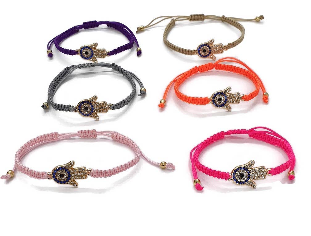 Loli - Vendita all'ingrosso Braccialetto con ciondolo/pendente - Bracciale Macrome Hamsa Mano Malocchio Zirconium3