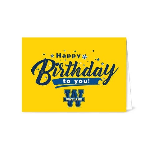 Wayland Baptist University Yellow Happy Birthday Card for wholesale by Fan Frenzy Gifts