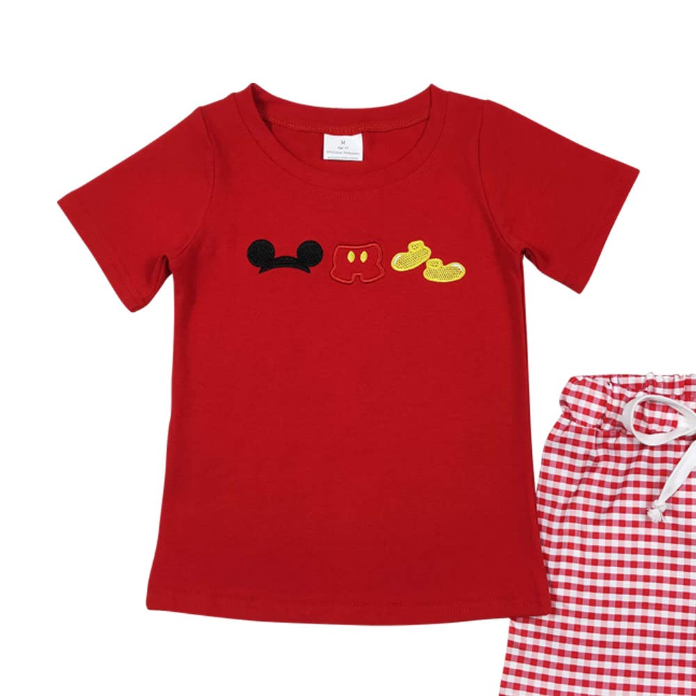 Aier Wholesale - Vente Ensemble haut et short – enfant - Chaussures rouges pour bébés garçons, t-shirts à manches courtes, tenues courtes, C2