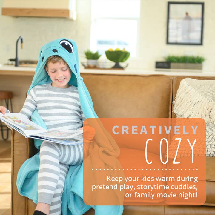 Canoogles – Großhandel Bettdecke – Kind & Baby – Türkis Dino Kids Kapuzendecke2