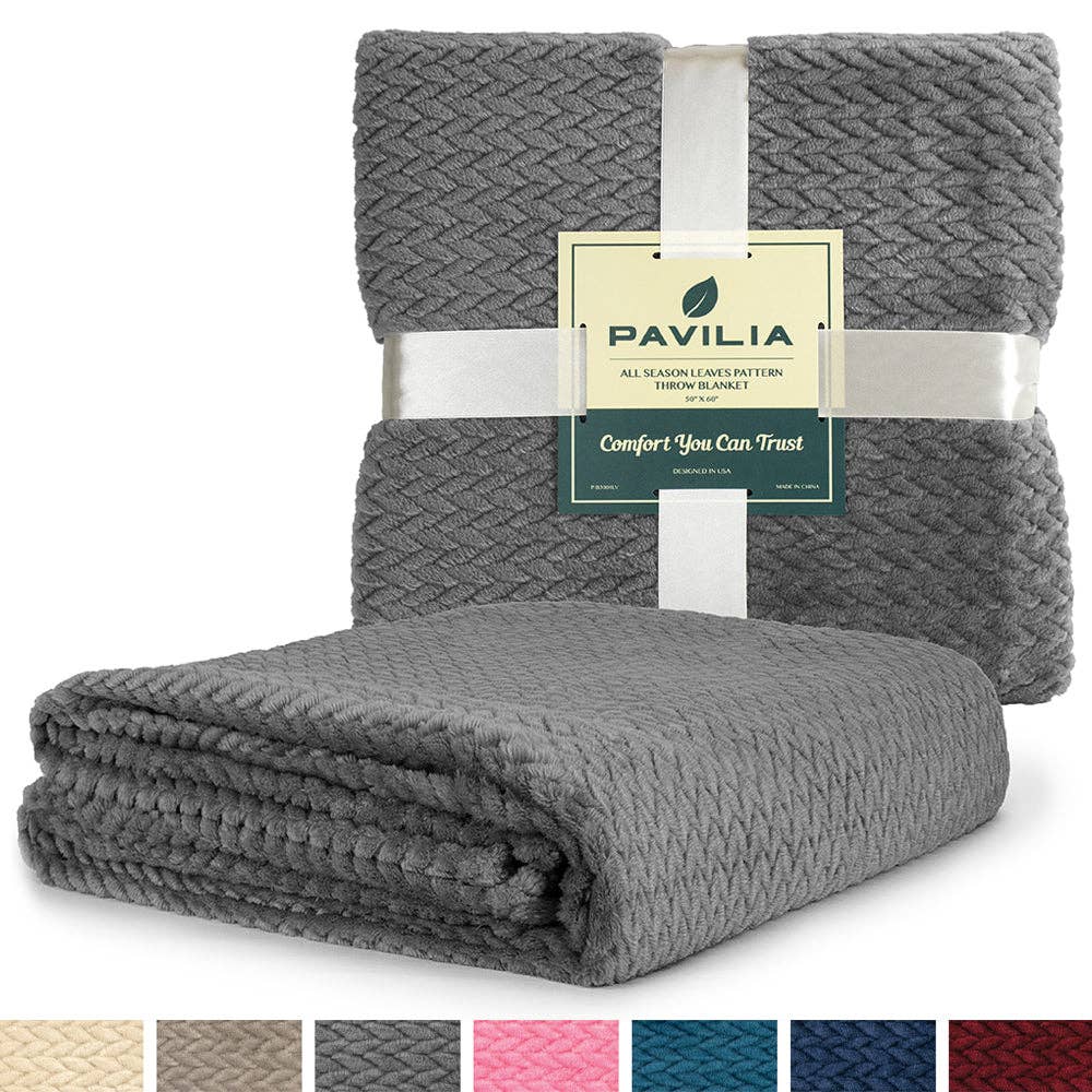 Pavilia – Manta para sofá por atacado – Cobertor de fleece texturizado com estampa de folhas60