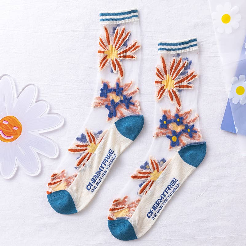 Tourtiwi - Wholesale Socks - Women's - Lace mesh breathable thin glass silk socks crystal socks1