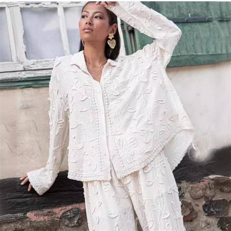 BIANCO Coordinato alla moda in jacquard di seta bianca in vendita all'ingrosso su Faire2