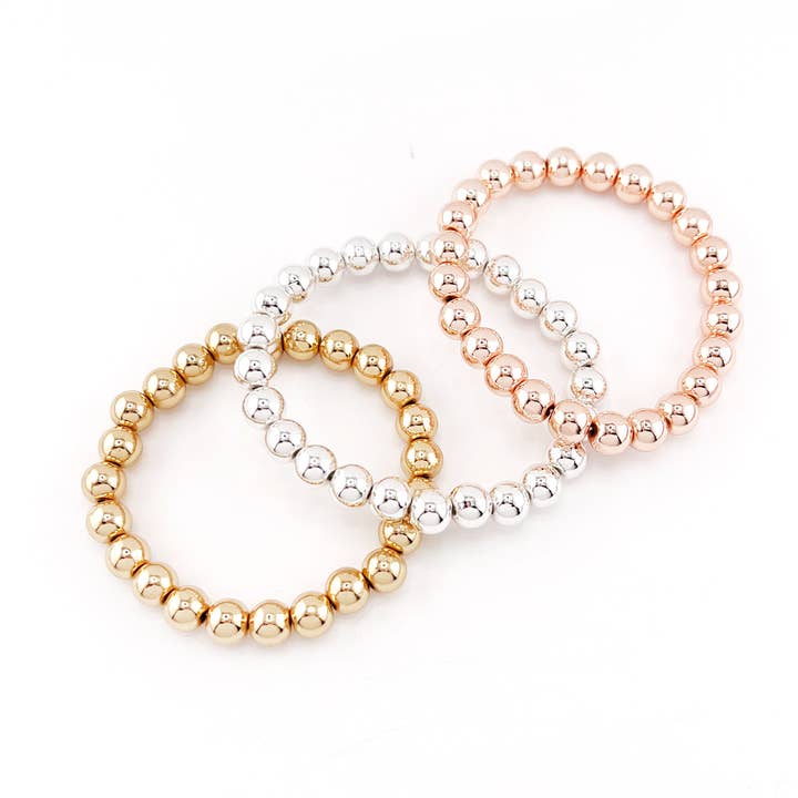 Bracciale di perle elastiche da 6 mm per la vendita all'ingrosso da parte di Lovethelinks Ltd