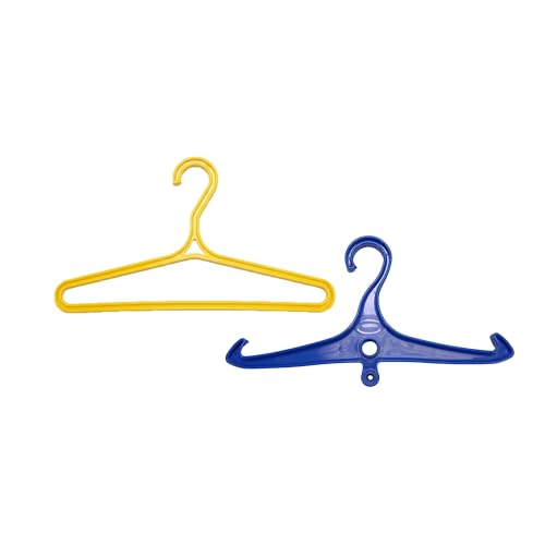 Scuba Choice Wetsuit & Drysuit Hanger Bundle – Wide-Shoulder Hanger (Yellow) + Anti-Slip DIN Thread Hanger (Blue) for BCD, Wetsuits & Scuba Gear Storage, Drying & Organization for wholesale by Scuba Choice