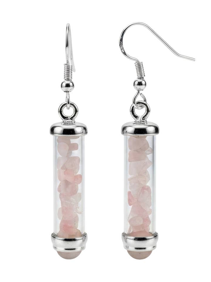 Rosekvarts Vial Øreringe - GPE17 for engroshandel hos Starlinks Gifts