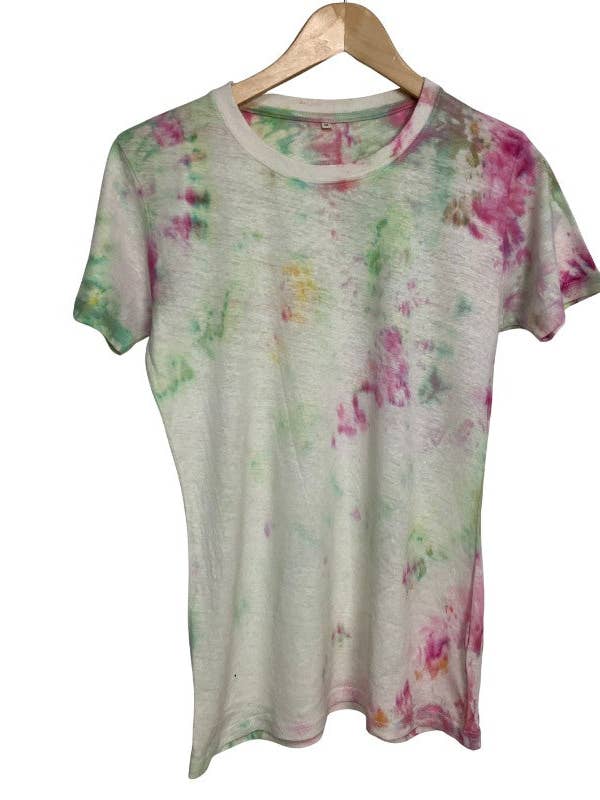 Botanical Blush & Sage Ice-Dye Tee for wholesale by Hemp Horizon