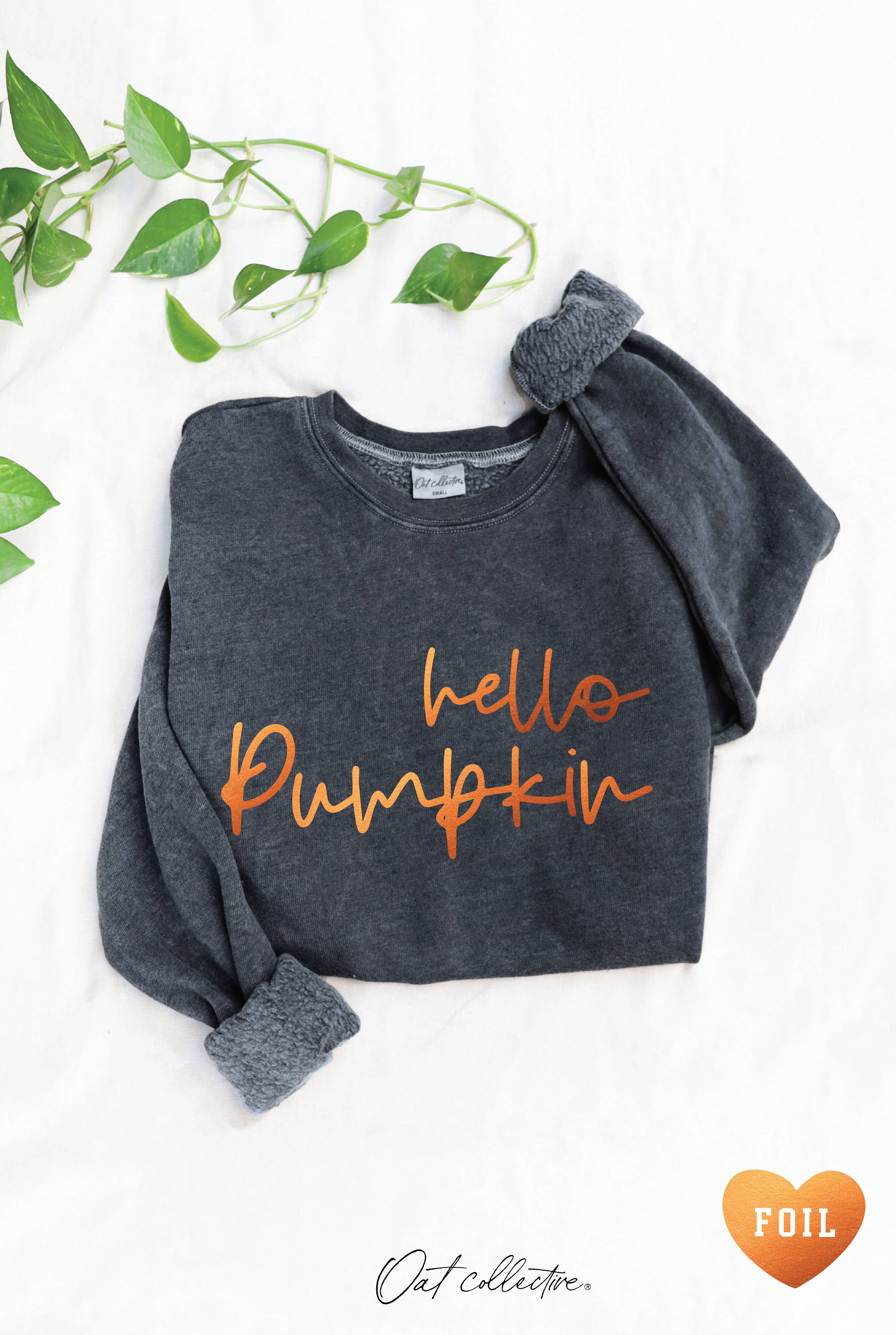 OAT COLLECTIVE - Wholesale Graphic Sweatshirt - Women's - HELLO PUMPKIN Foil Mineral Graphic Sweatshirt9