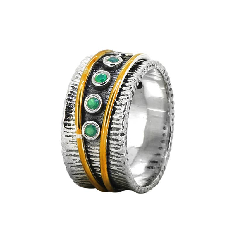 Tiramisu – wholesale Cocktail/statement ring – 925 Silver Green Onyx Verdant Pulse Statement Ring3