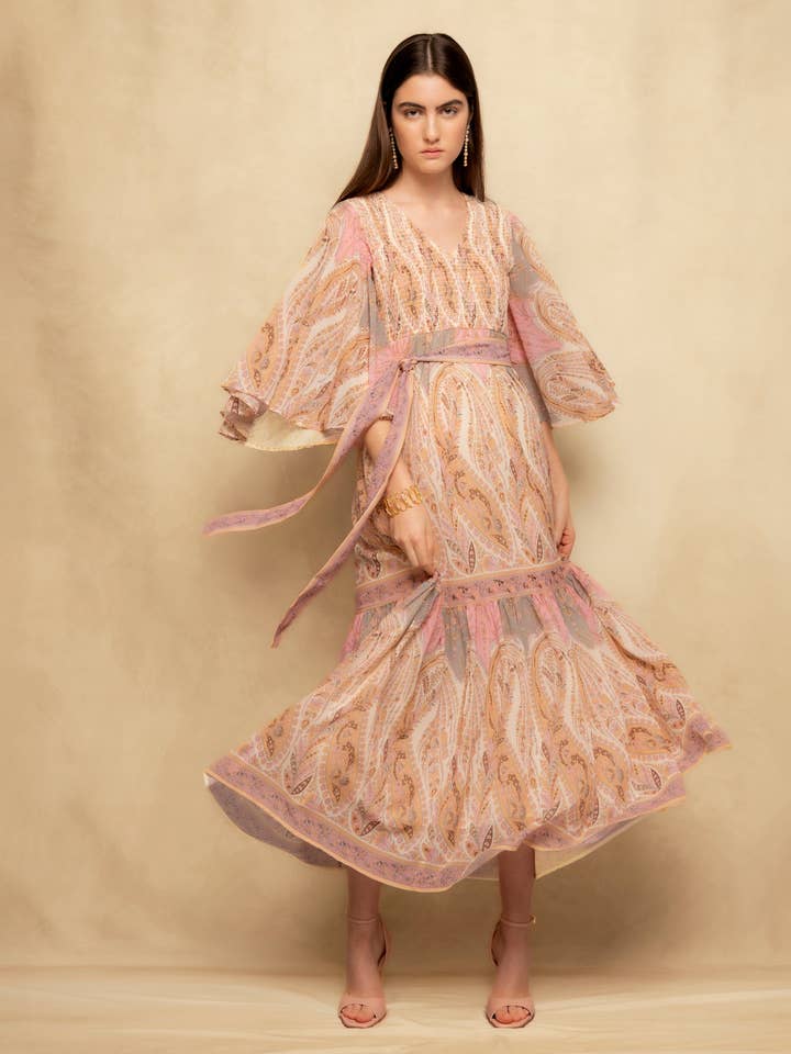 Paisley Mønstret Kjole Amara for engroshandel hos NIZA