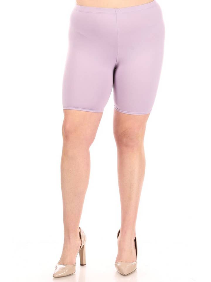 MOA COLLECTION - Wholesale Athletic Shorts - Women's - Women's Plus Size Casual Solid Biker Shorts (Open Pack)14