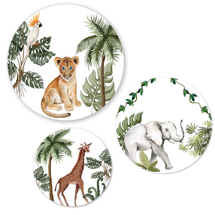 Wall circle set Jungle animals for wholesale by Kleine Binky