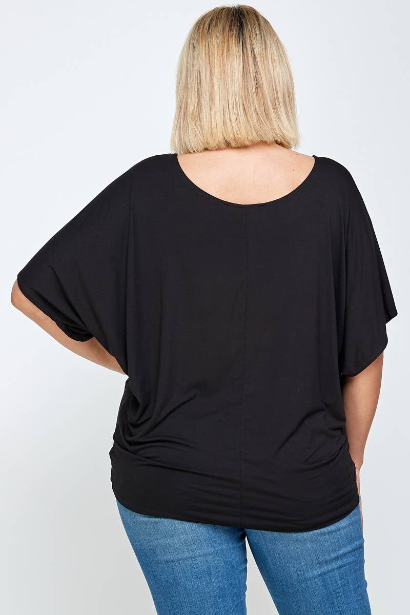 Haute Fox Plus Size & Contemporary - Wholesale Knit Top - Women's - Plus Size Solid Dolman Drape Top PL2188P-T10