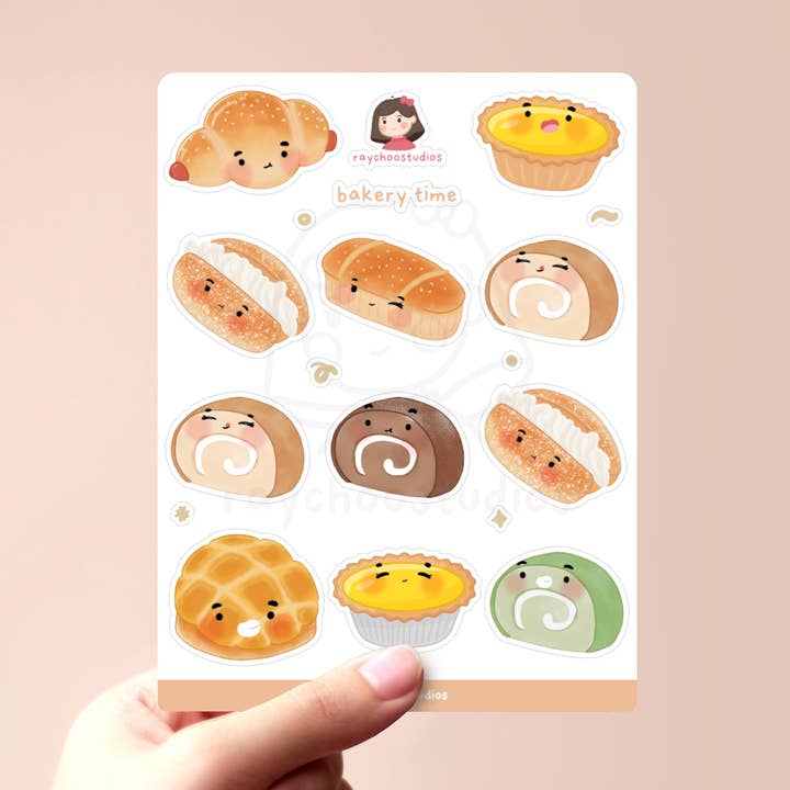 Asian Bakery Sticker Sheet - Large Icons for wholesale by Raychoo Studios Inc.