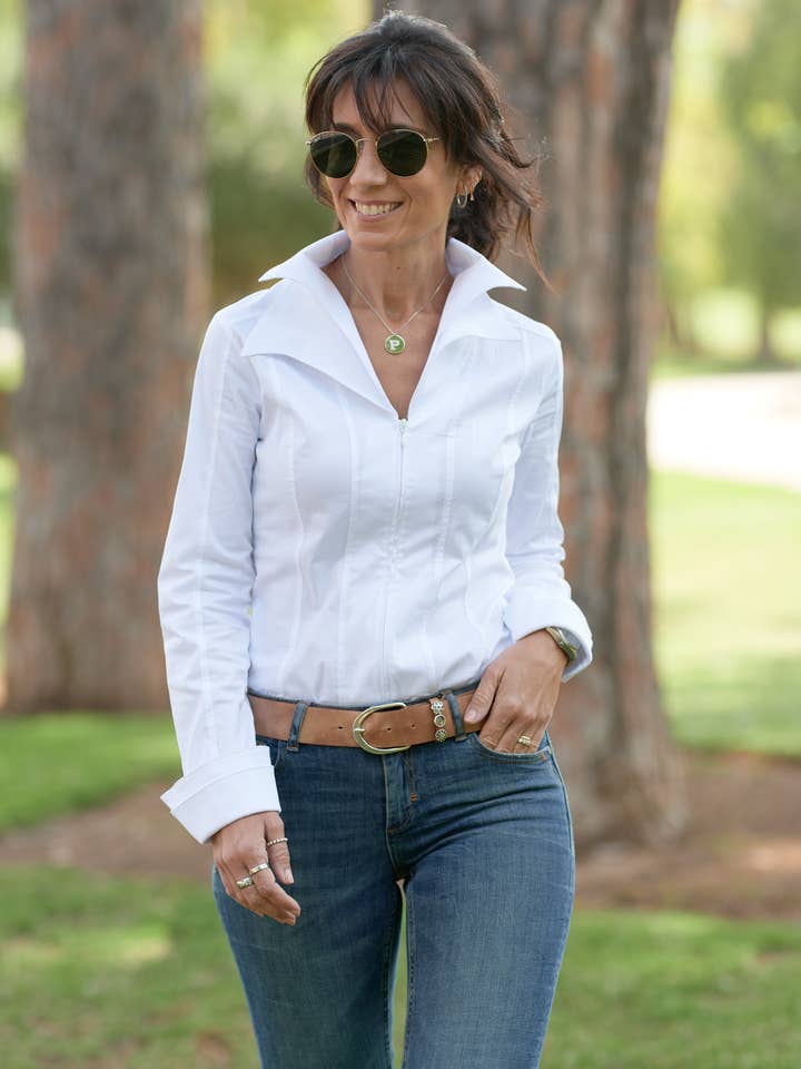 Ella and Cherry – wholesale Buttoned-down shirt – Women's – Dahlia White Shirt3