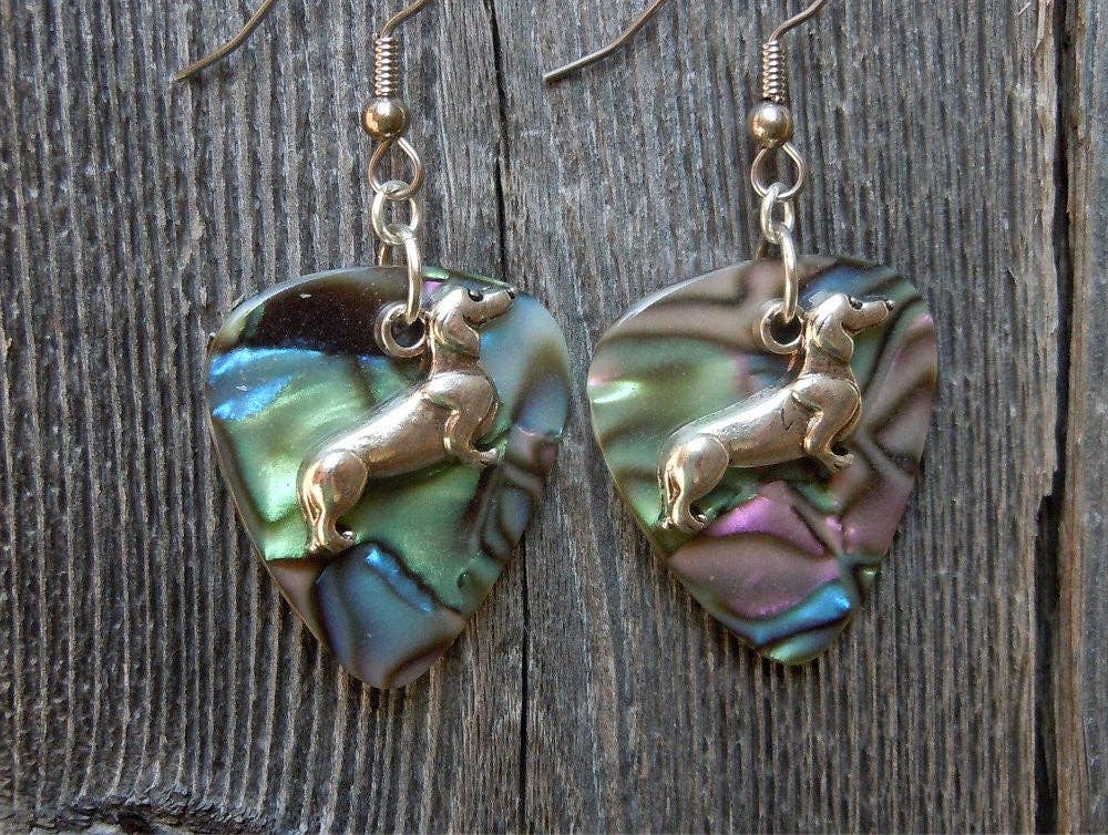 Simply Raevyn - Wholesale Dangle Earrings - Dachshund Charm Guitar Pick Earrings4