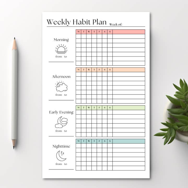 Eleventh and Taylor - Wholesale Notepad - Weekly Habit Tracker: 50 Page Tear-Off Notepad1