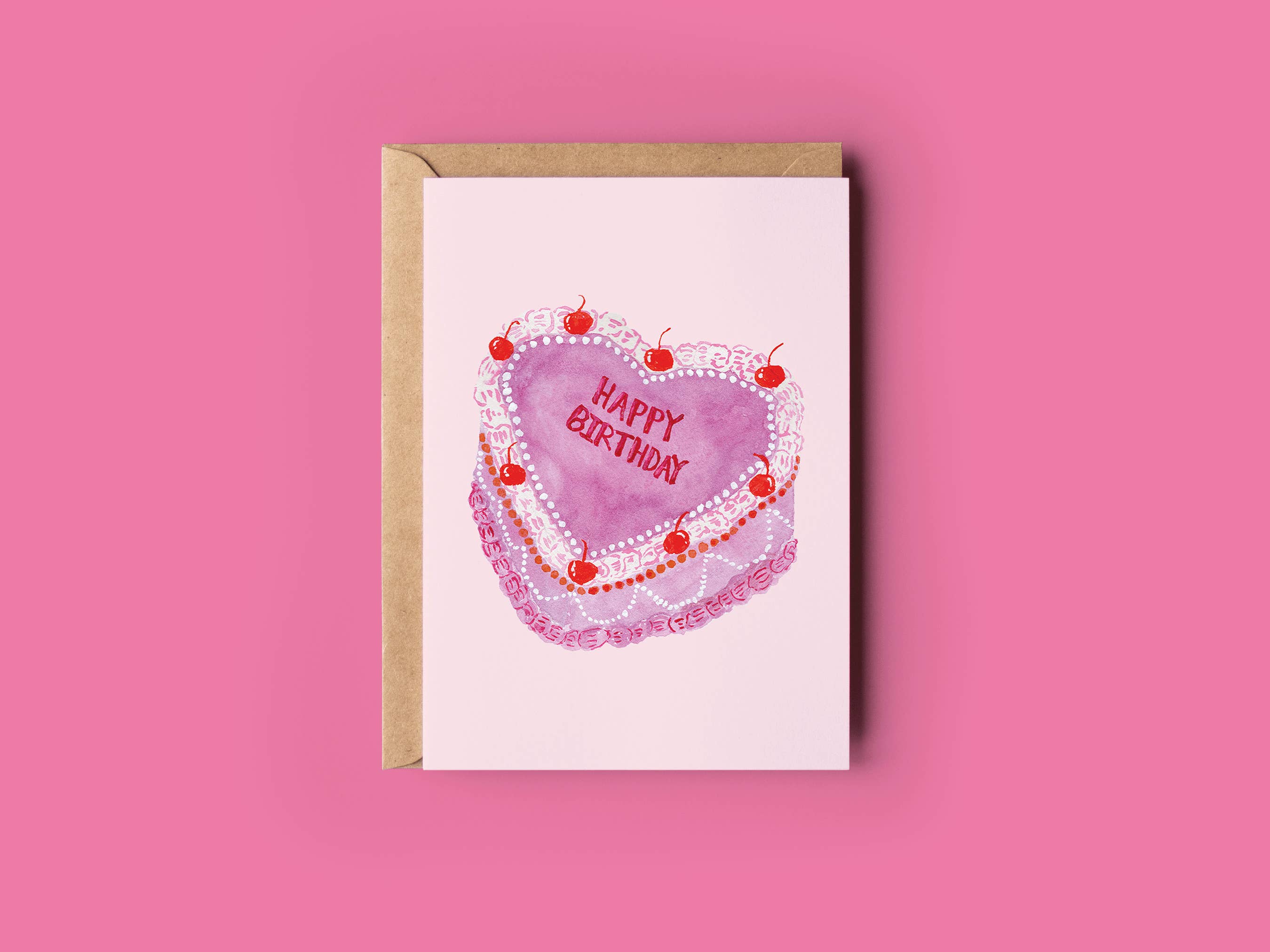 The Shelley Society - Wholesale Birthday Card - I Heart Birthdays Cake Greeting Card