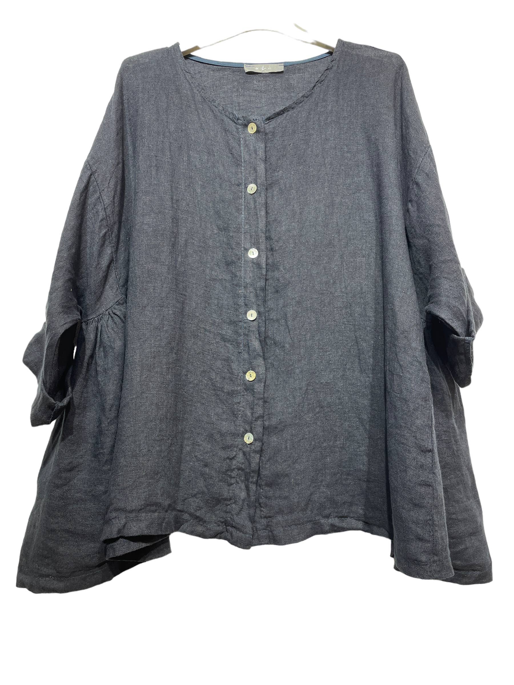 LINEN & COTTON HOUSE – Großhandel Hemd mit Button-down-Kragen – Damen – 61911 Bluse aus Leinen und Baumwolle – Einheitsgröße16