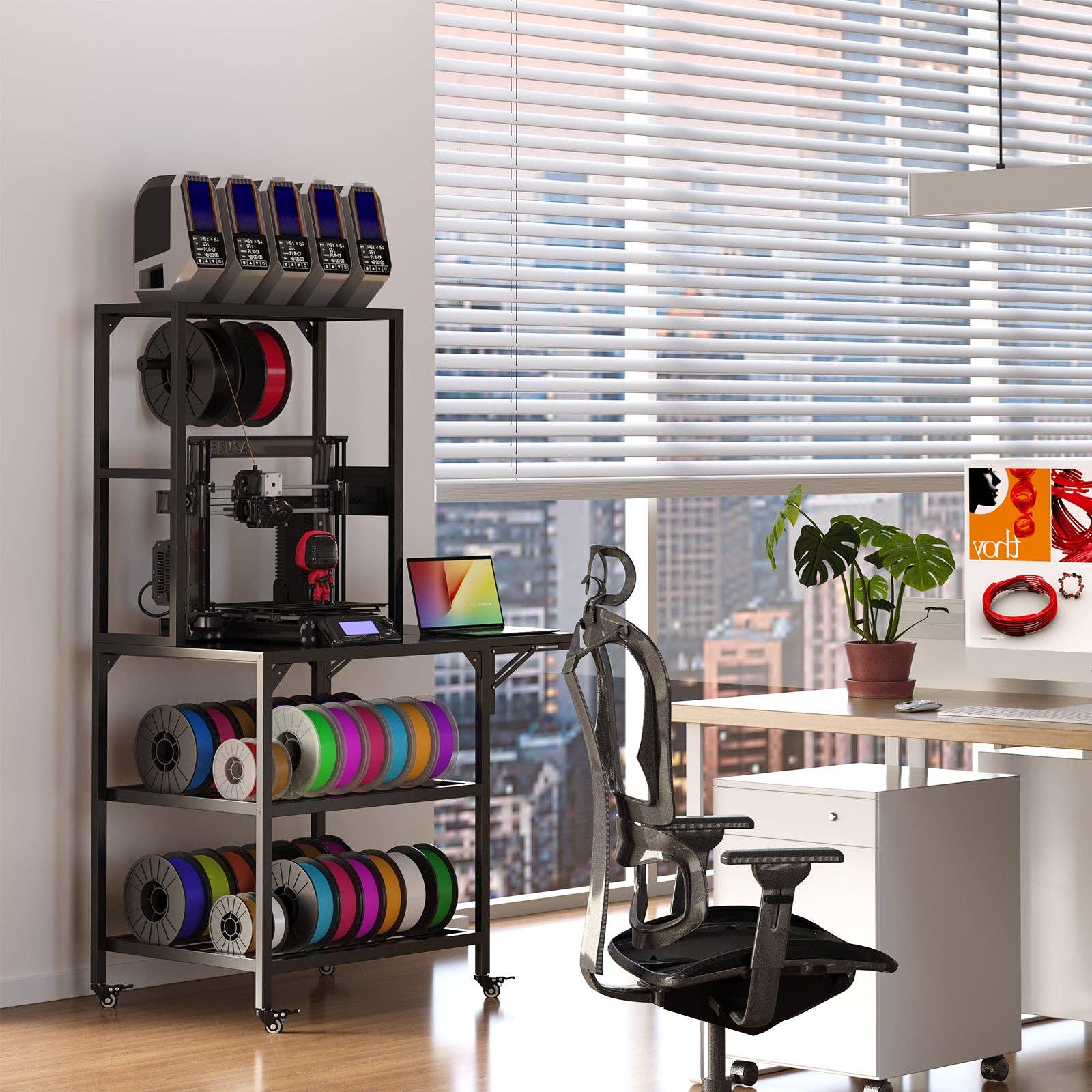 39F Inc. - Wholesale Free Standing Shelf - 3D Printer Stand with Storage Rack in Black Metal10