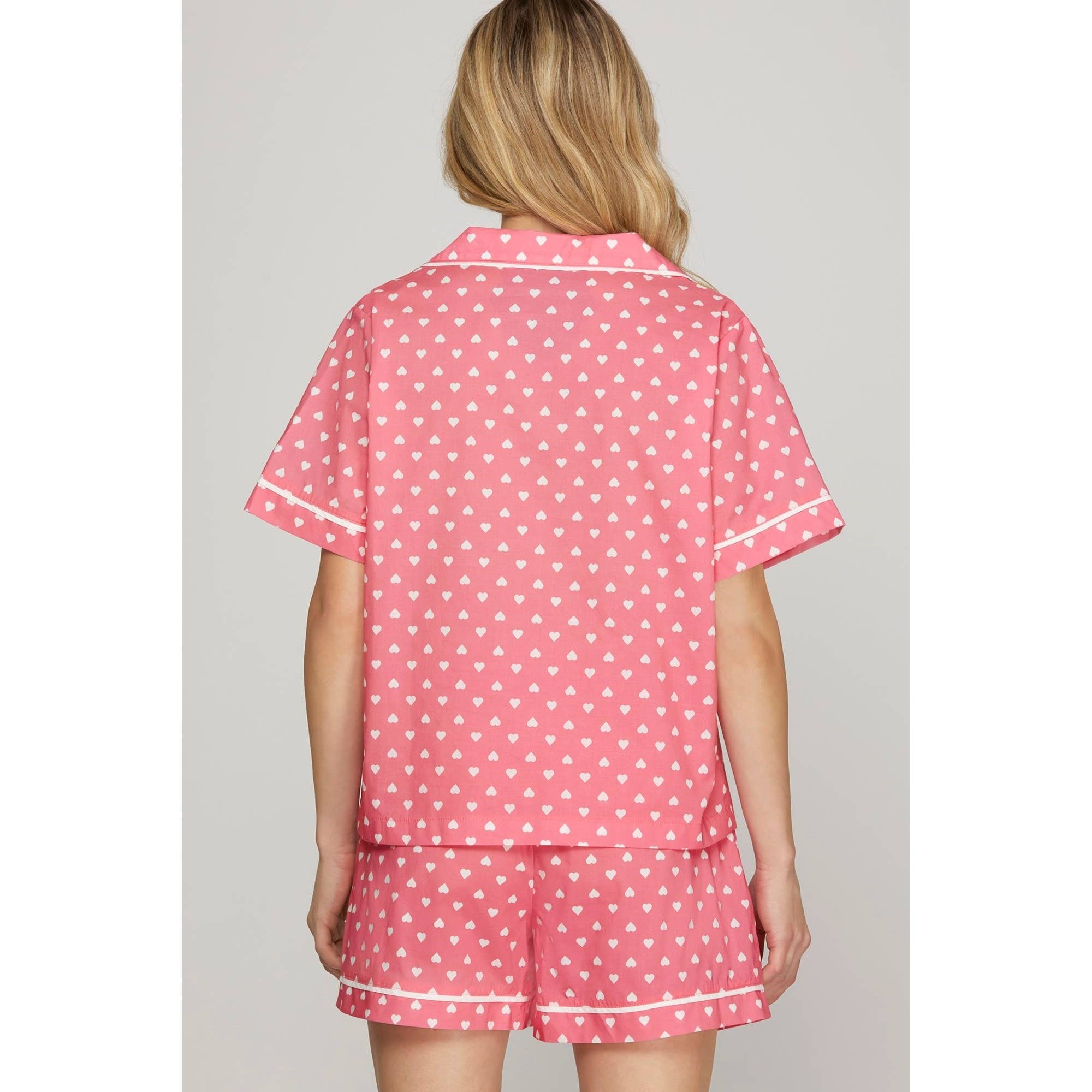 STYLE USA - Vente Tunique – femme - ENSEMBLE DE PYJAMA TISSÉ À IMPRIMÉ CŒUR6