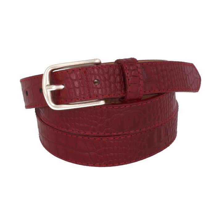 Cocco Opaco red leather women's belt for wholesale by MGM Design e.K.