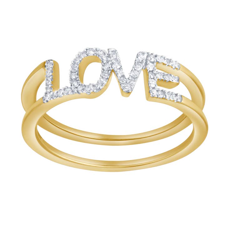 Amorra 14K Yellow Gold “LOVE” Diamond Ring – 0.15 Ct for wholesale by LuvMyJewelry (LMJ)