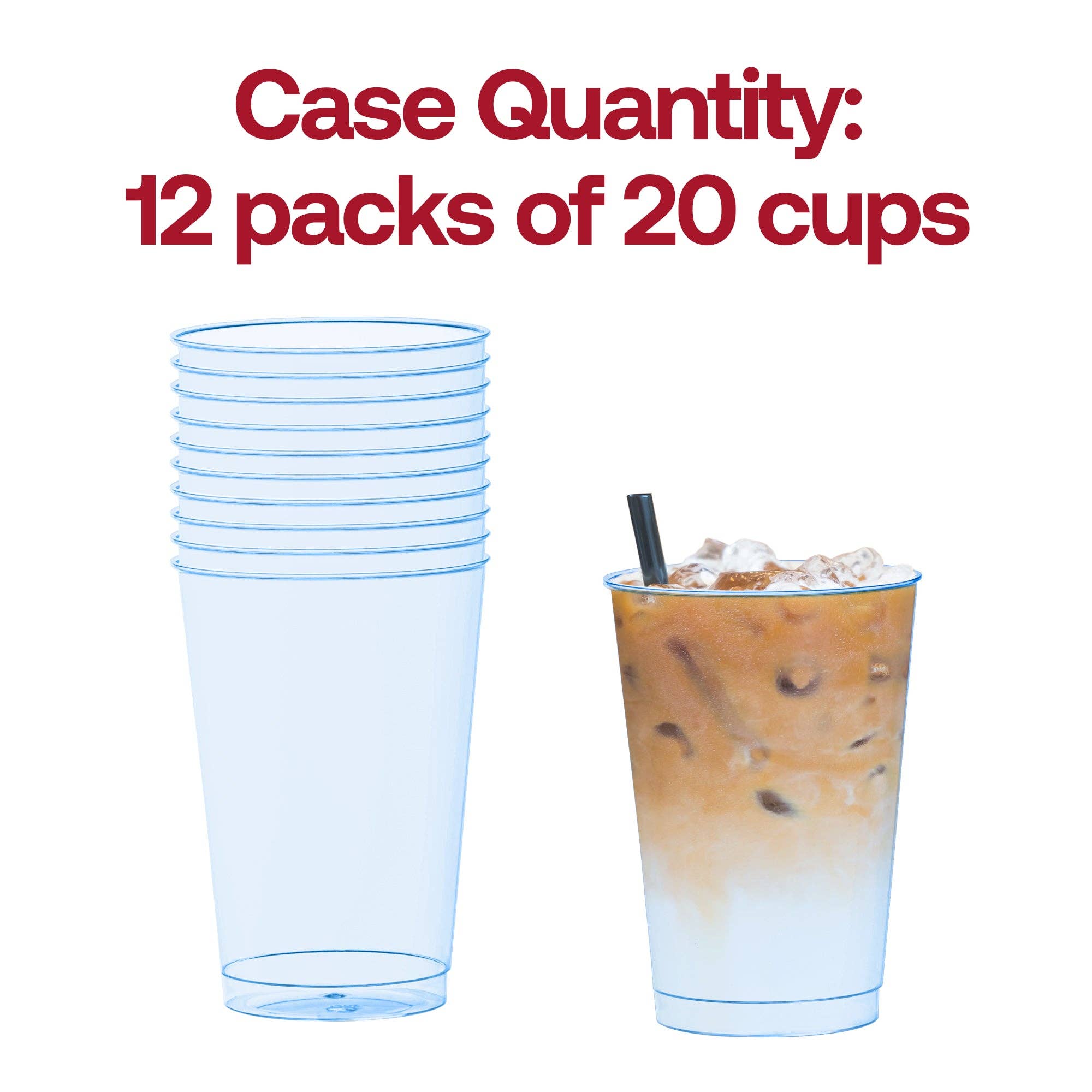 Smarty had a Party - Wholesale Disposable Cup - 12 oz. Clear Blue Disposable Plastic Party Cups - 20 pcs4