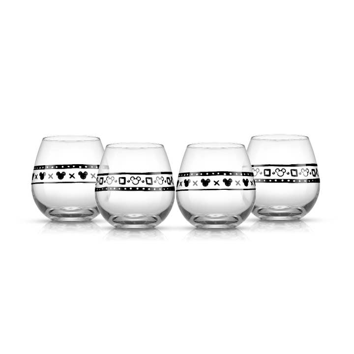 JoyJolt - Wholesale Wine Glass - Disney Geo Picnic Mickey Mouse Stemless Wine Glasses