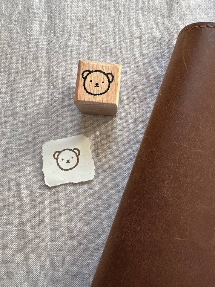 Fuzzy Bear Wooden Stamp for wholesale by Bloom Paper Studio