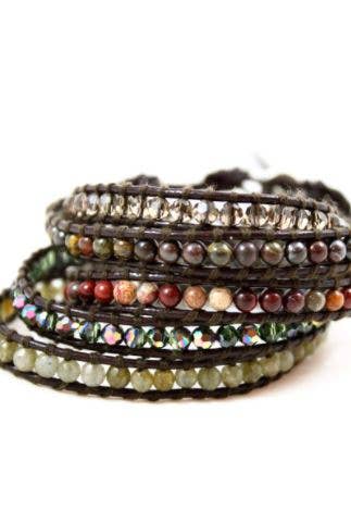 LIZOU - Vente Bracelet de perles - Bracelet Akita Wrap - Bracelet portefeuille en cuir Auburn2